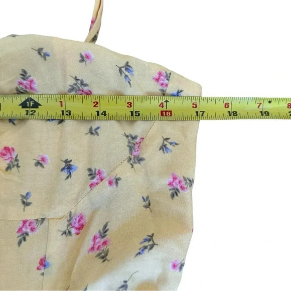 Bardot Yellow Floral Roses Ditsy Bow Tie Shoulder Midi Dress Sz 8 M - Picture 11 of 14